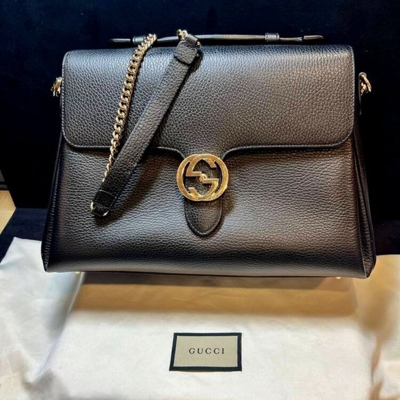 GUCCI Handbags - GUCCI Dollar Calfskin Medium Interlocking G Top Handle Shoulder Bag LS(327980)